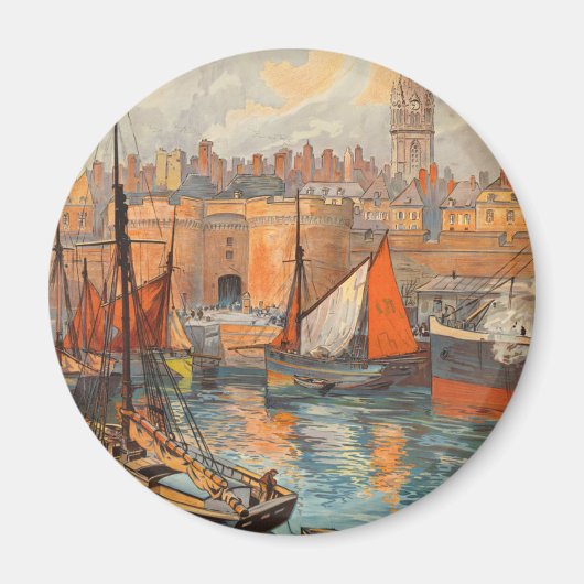 Saint Malo, Frankreich, Vintage Travel Poster Art Magnet (Vorne)