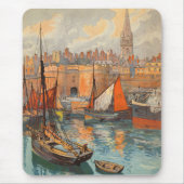Saint Malo, Frankreich, Vintage Travel Poster Art Mousepad (Vorne)