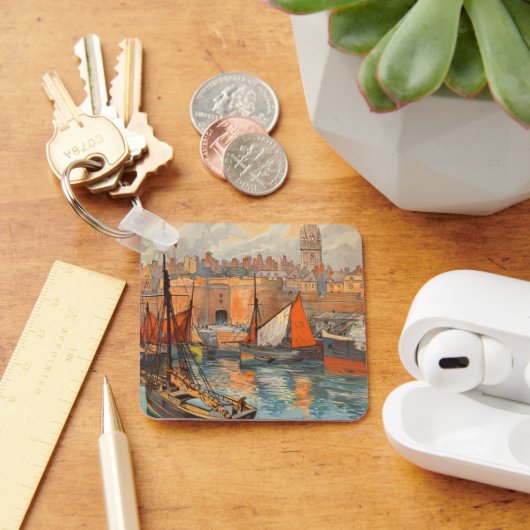 Saint Malo, Frankreich, Vintage Travel Poster Art Schlüsselanhänger (Schreibtisch)