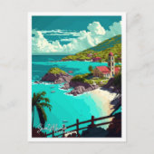 Saint Martin Caribbean Travel Vintag Illustration Postkarte (Vorderseite)