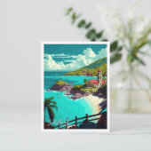 Saint Martin Caribbean Travel Vintag Illustration Postkarte (Stehend Vorderseite)