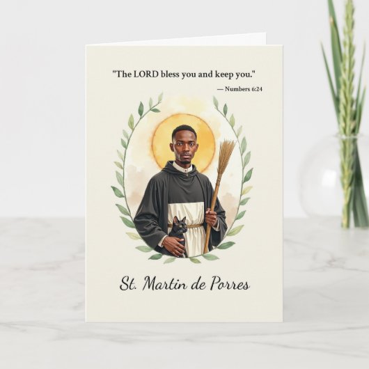 Saint Martin de Porres Gods Frieden mit der Schrif Karte (Vorderseite)
