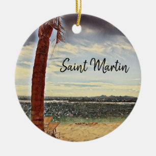 Saint Martin ST. Maarten Watercolor Art Keramik Ornament