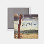 Saint Martin ST. Maarten Watercolor Art Magnet (Vorderseite/Rückseite)
