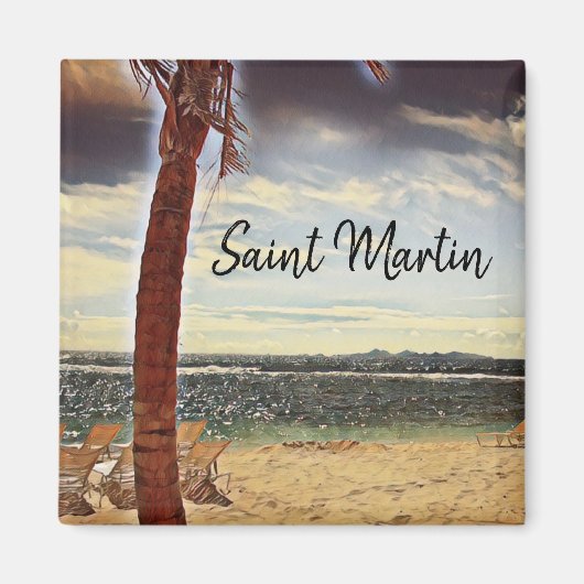 Saint Martin ST. Maarten Watercolor Art Magnet (Vorne)