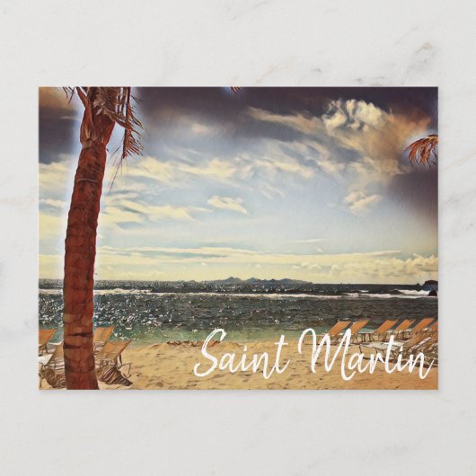 Saint Martin ST. Maarten Watercolor Art Postkarte (Vorderseite)