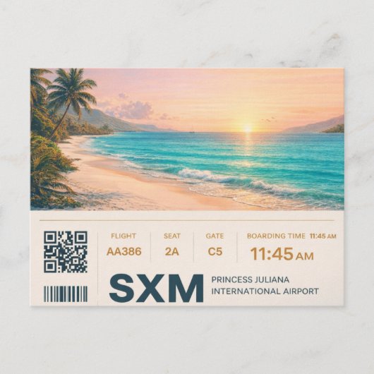 Saint Martin SXM Bordkarte Sonnenuntergang Postkarte (Vorderseite)