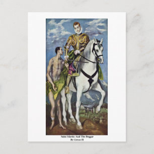 Saint Martin und der Beggar von Greco El Postkarte