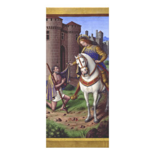 Saint Martin von Tours schneidet seinen Mantel in Werbekarte