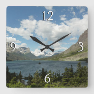 Saint Mary Lake II am Glacier National Park Quadratische Wanduhr
