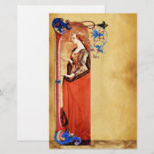SAINT MARY MAGDALENE FLORENTINE FLORAL PARCHMENT BRIEFPAPIER (Vorne/Hinten)