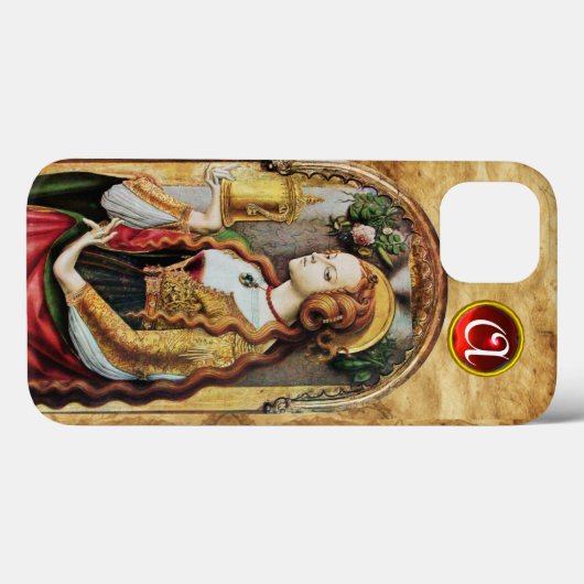 SAINT MARY MAGDALENE Parchment Ruby Gem Monogram Case-Mate iPhone Hülle (Rückseite (Horizontal))