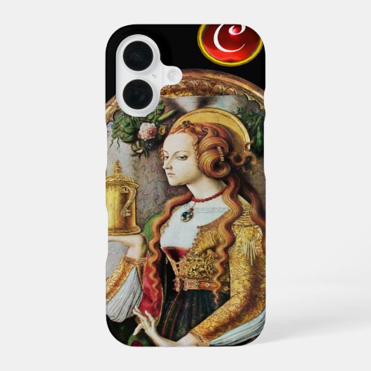 SAINT MARY MAGDALENE Ruby Gem Monogram ,Black iPhone 16 Hülle (Rückseite)