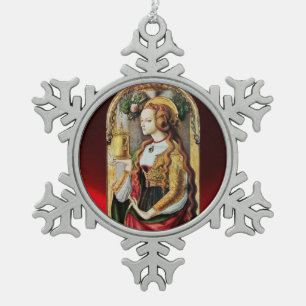 SAINT MARY MAGDALENE SCHNEEFLOCKEN Zinn-Ornament