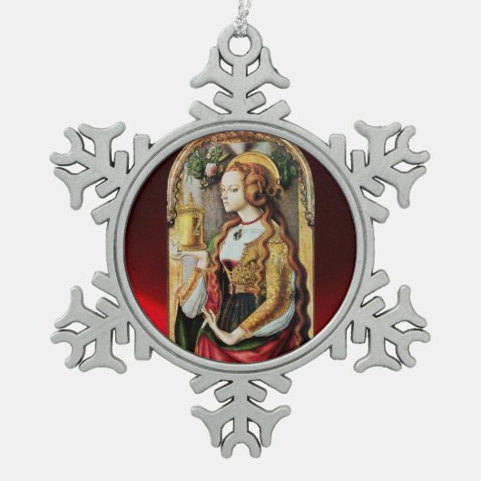 SAINT MARY MAGDALENE SCHNEEFLOCKEN Zinn-Ornament (Vorderseite)