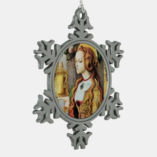 SAINT MARY MAGDALENE SCHNEEFLOCKEN Zinn-Ornament (Links)