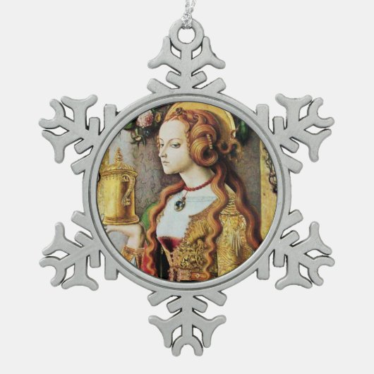 SAINT MARY MAGDALENE SCHNEEFLOCKEN Zinn-Ornament (Vorderseite)