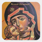 Saint Mary Teotokos Quadratischer Aufkleber (Vorderseite)