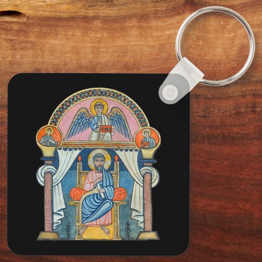 Saint Matthew Mittelalterliches Manuskript Kunst Schlüsselanhänger (Rückseite)