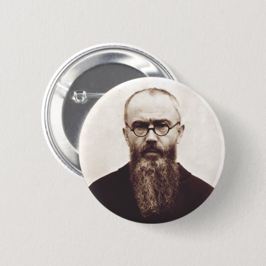 Saint Maximilian Kolbe polnischer katholischer Pri Button (Vorne & Hinten)