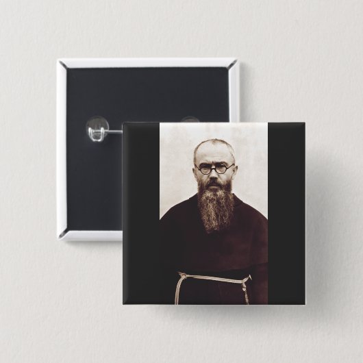 Saint Maximilian Kolbe polnischer katholischer Pri Button (Vorne & Hinten)