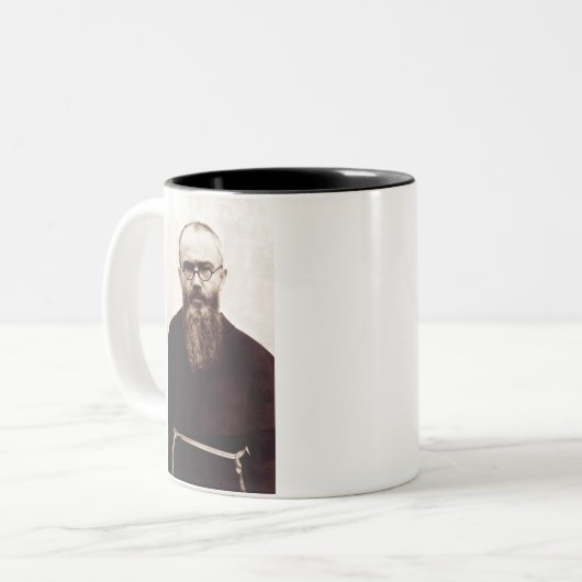 Saint Maximilian Kolbe polnischer katholischer Pri Zweifarbige Tasse (Vorderseite Links)