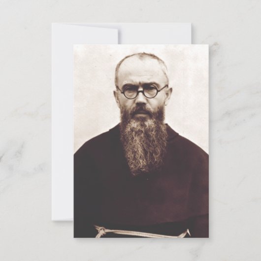 Saint Maximilian Kolbe Premium Holy Card Dankeskarte (Vorderseite)