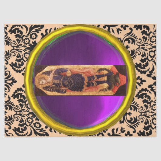 SAINT MICHAEL ARCHANGEL MIT DRAGON Damask Gem Seidenpapier (Vorderseite)