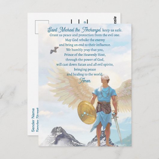 Saint Michael Archangel Schutz Modernes Gebet Postkarte (Vorne/Hinten)