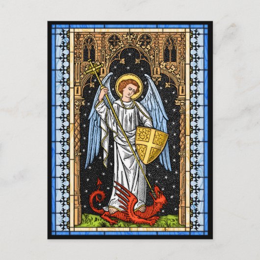 Saint Michael Battles the Beast Postcard Postkarte (Vorderseite)