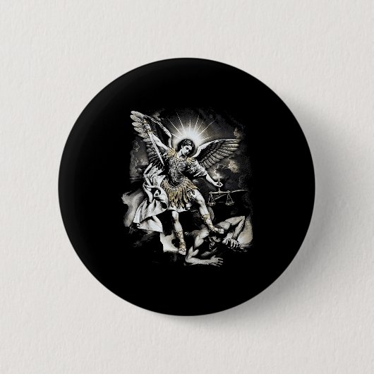 Saint Michael Defeating Satan Archangel Warrior  Button (Vorderseite)
