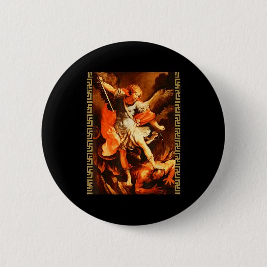 Saint Michael Defeating Satan Archangel Warrior  Button (Vorderseite)