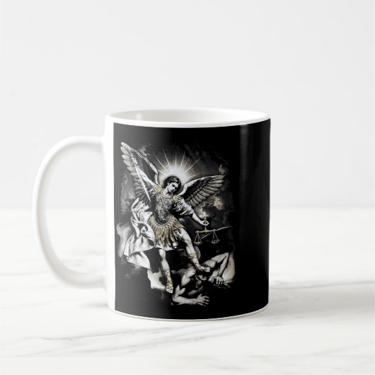 Saint Michael Defeating Satan Archangel Warrior  Kaffeetasse (Links)