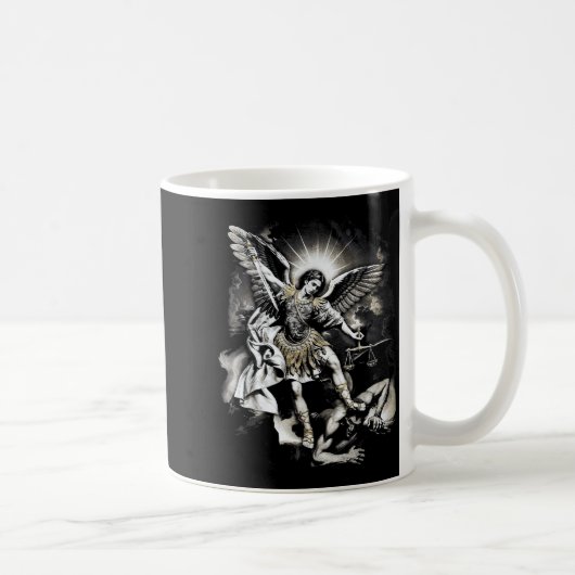 Saint Michael Defeating Satan Archangel Warrior  Kaffeetasse (Rechts)