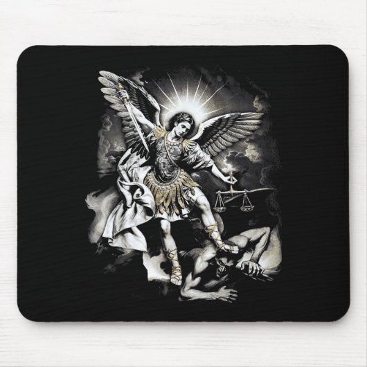 Saint Michael Defeating Satan Archangel Warrior Mousepad (Vorne)