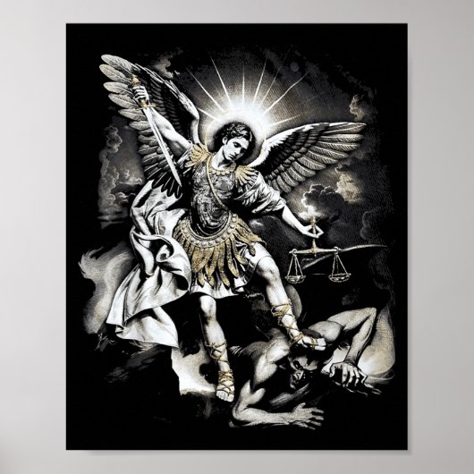 Saint Michael Defeating Satan Archangel Warrior Poster (Vorne)