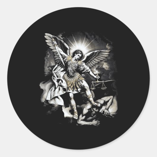 Saint Michael Defeating Satan Archangel Warrior  Runder Aufkleber (Vorderseite)
