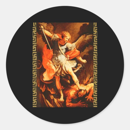 Saint Michael Defeating Satan Archangel Warrior Runder Aufkleber (Vorderseite)