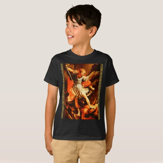 Saint Michael Defeating Satan Archangel Warrior T-Shirt (Vorne ganz)