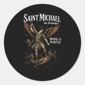 Saint Michael Defend Us In Battle Archangel Christ Runder Aufkleber (Vorderseite)