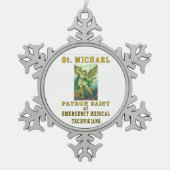 SAINT MICHAEL PATRON SAINT OF PARAMEDICS SCHNEEFLOCKEN Zinn-Ornament (Vorderseite)