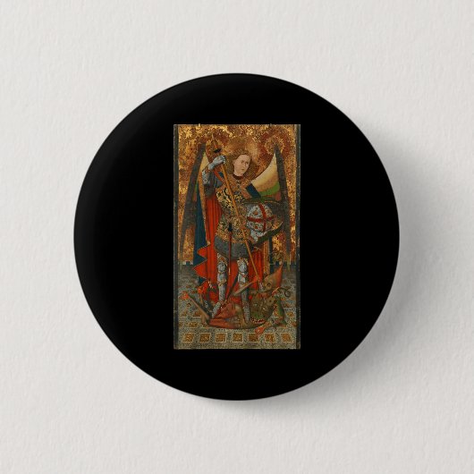 Saint Michael The Archangel Defeating Satan Christ Button (Vorderseite)