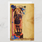 SAINT MICHAEL THE ARCHANGEL FLORAL PARCHMENT BRIEFPAPIER (Vorne/Hinten)
