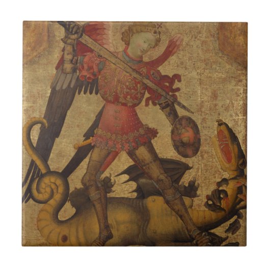 Saint Michael und der Drache Fliese (Vorderseite)
