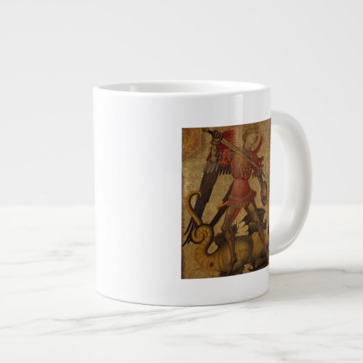 Saint Michael und der Drache Jumbo-Tasse (Vorderseite Rechts)