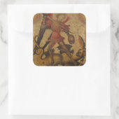 Saint Michael und der Drache Quadratischer Aufkleber (Tasche)