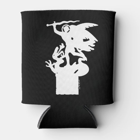 Saint Michael und Dragon (in Weiß) Dosenkühler (Vorderseite)