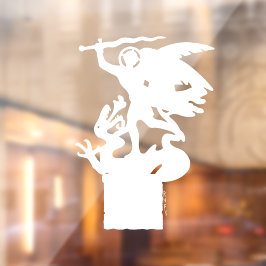 Saint Michael und Dragon (in Weiß) Fensteraufkleber