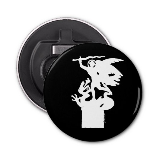 Saint Michael und Dragon (in Weiß) Flaschenöffner (Vorderseite)