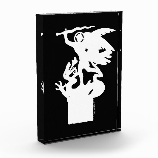 Saint Michael und Dragon (in Weiß) Fotoblock (Links)